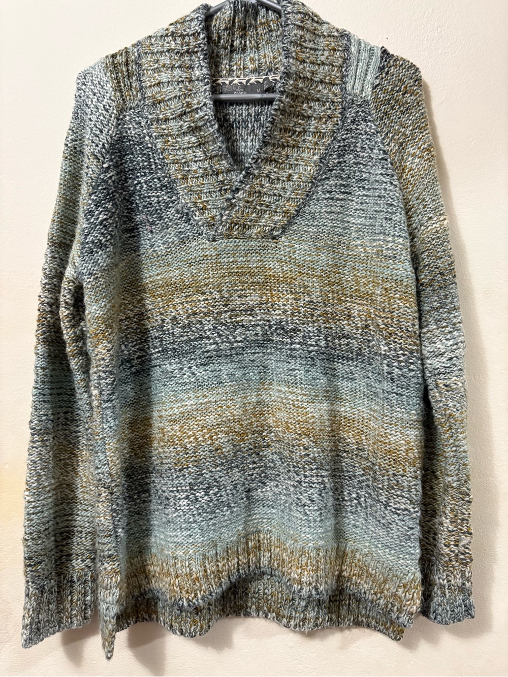 Womens PrAna Claus Sweater wool blend size medium chunky knit multicolor
